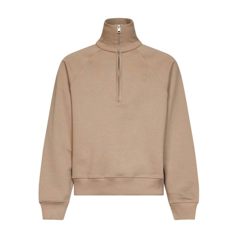 Ami Paris Men Beige Cotton Ami De Cœur Half-Zip Sweatshirt